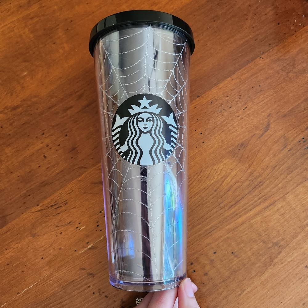 Starbucks Halloween 2019 Glitter Spiderweb Tumbler (missing straw)